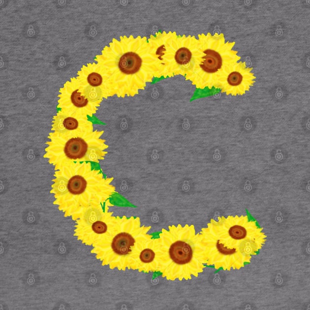 Sunflowers Initial Letter C (White Background) by Art By LM Designs 